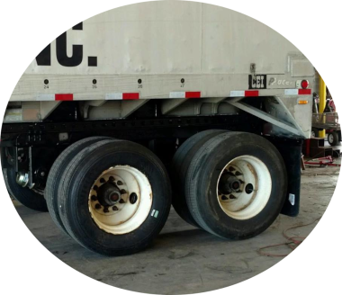 tires on white semi-truck